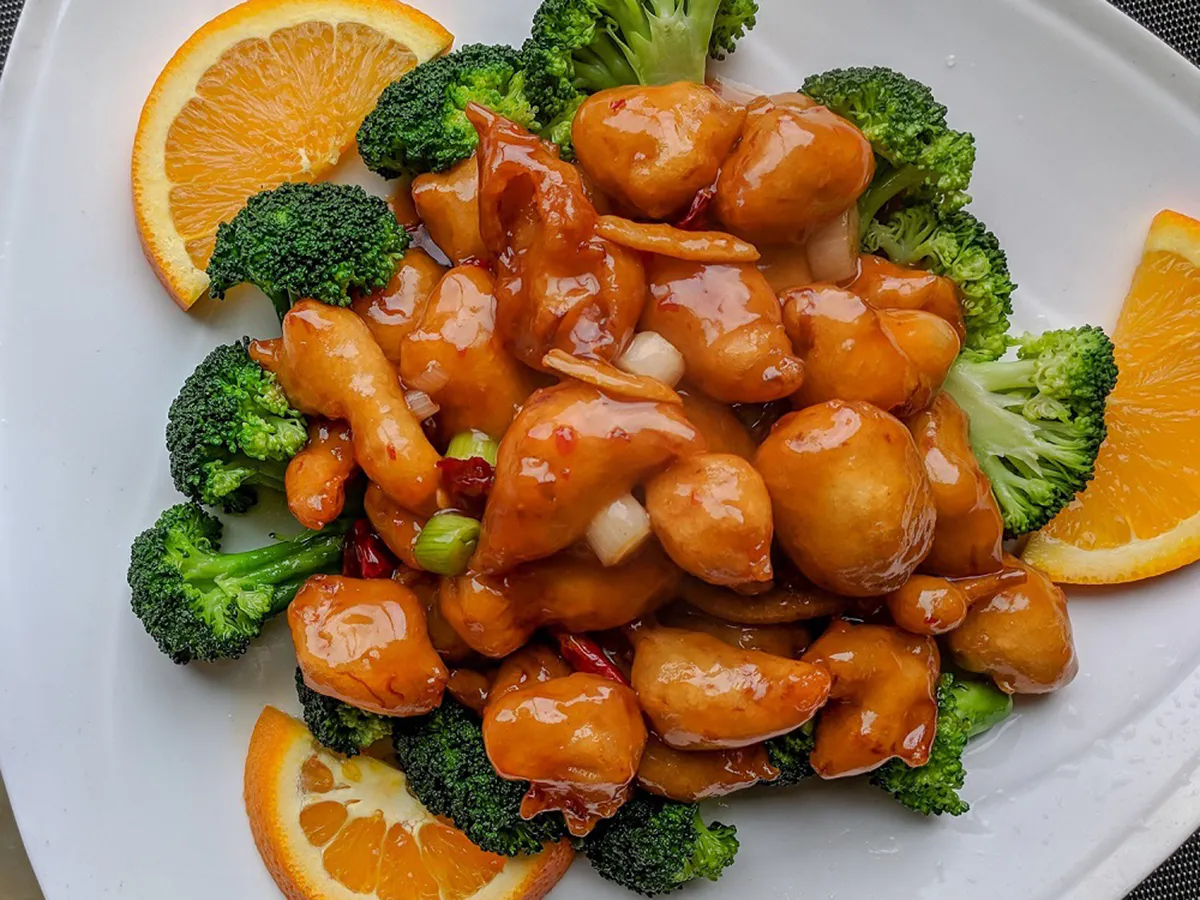Orange Chicken at Green Jade, a Chinese Restaurant in St Marys
